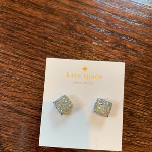 Kate Spade Silver Opal Glitter Square Studs